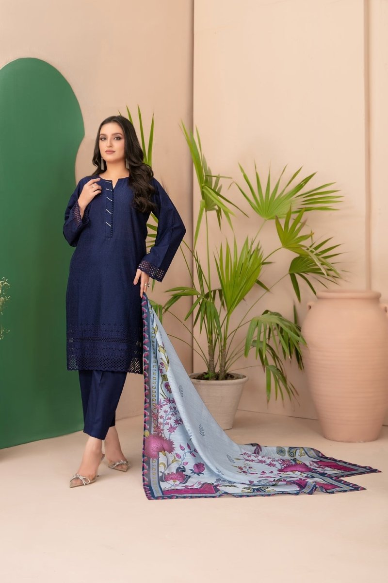 Tawakkal Fabrics 3 Piece Stitched Embroidered Lawn Suit - D-1701