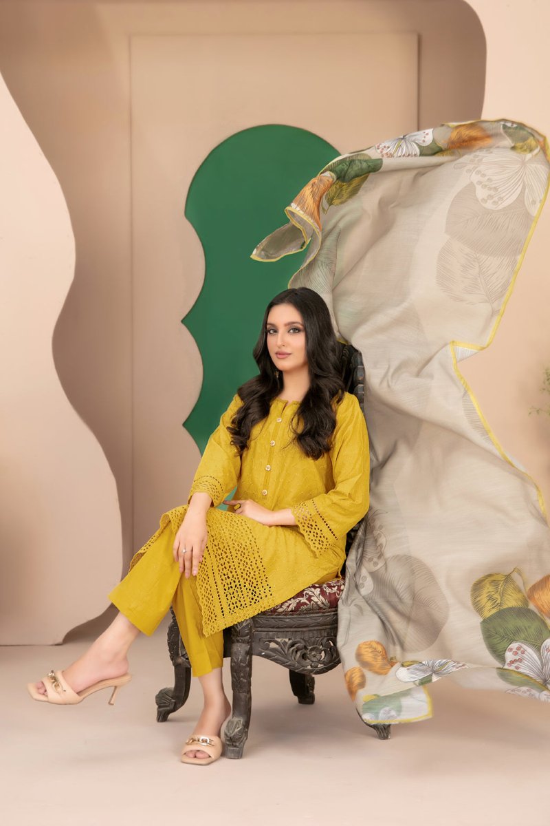 Tawakkal Fabrics 3 Piece Stitched Embroidered Lawn Suit - D-1703