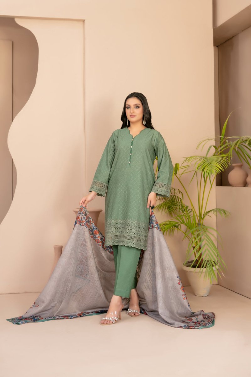 Tawakkal Fabrics 3 Piece Stitched Embroidered Lawn Suit - D-1708