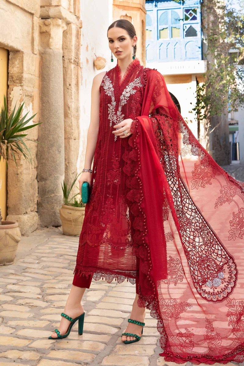 Maria. B 03 Piece Unstitched Printed Embroidered Lawn Suit - D-2401-B