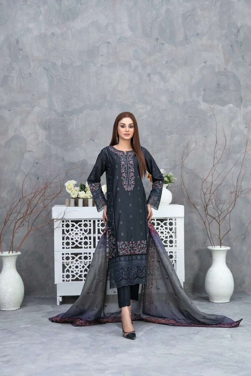 Tawakkal Fabrics 3 Piece Stitched Embroidered Digital Printed Lawn Suit - D-2480
