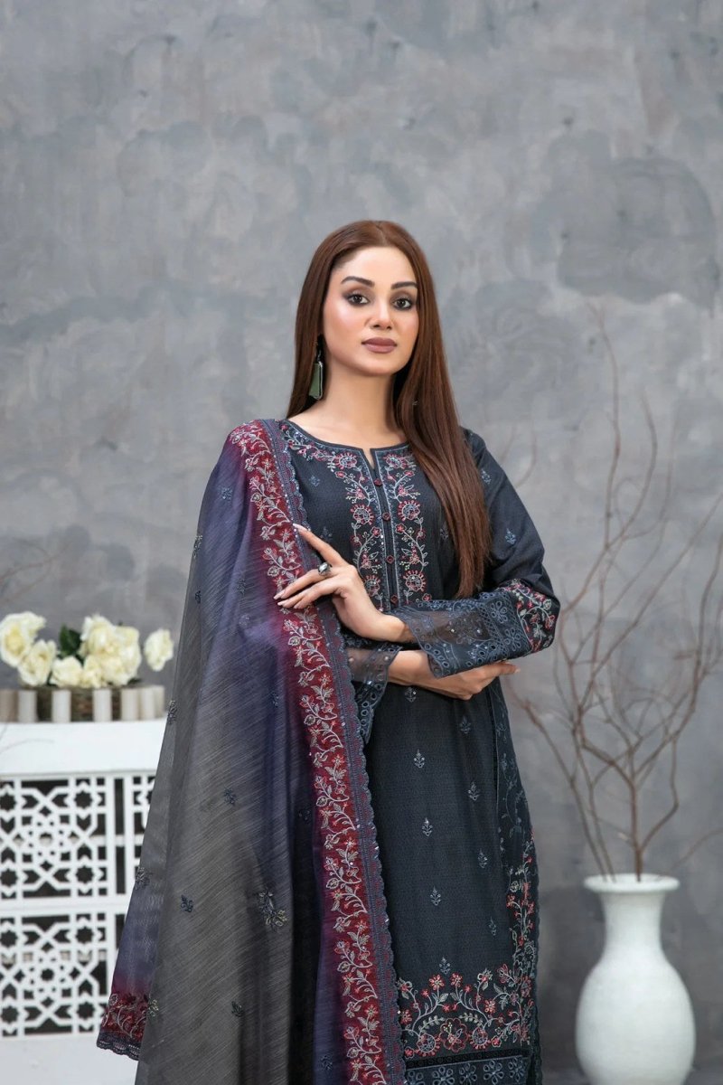 Tawakkal Fabrics 3 Piece Stitched Embroidered Digital Printed Lawn Suit - D-2480