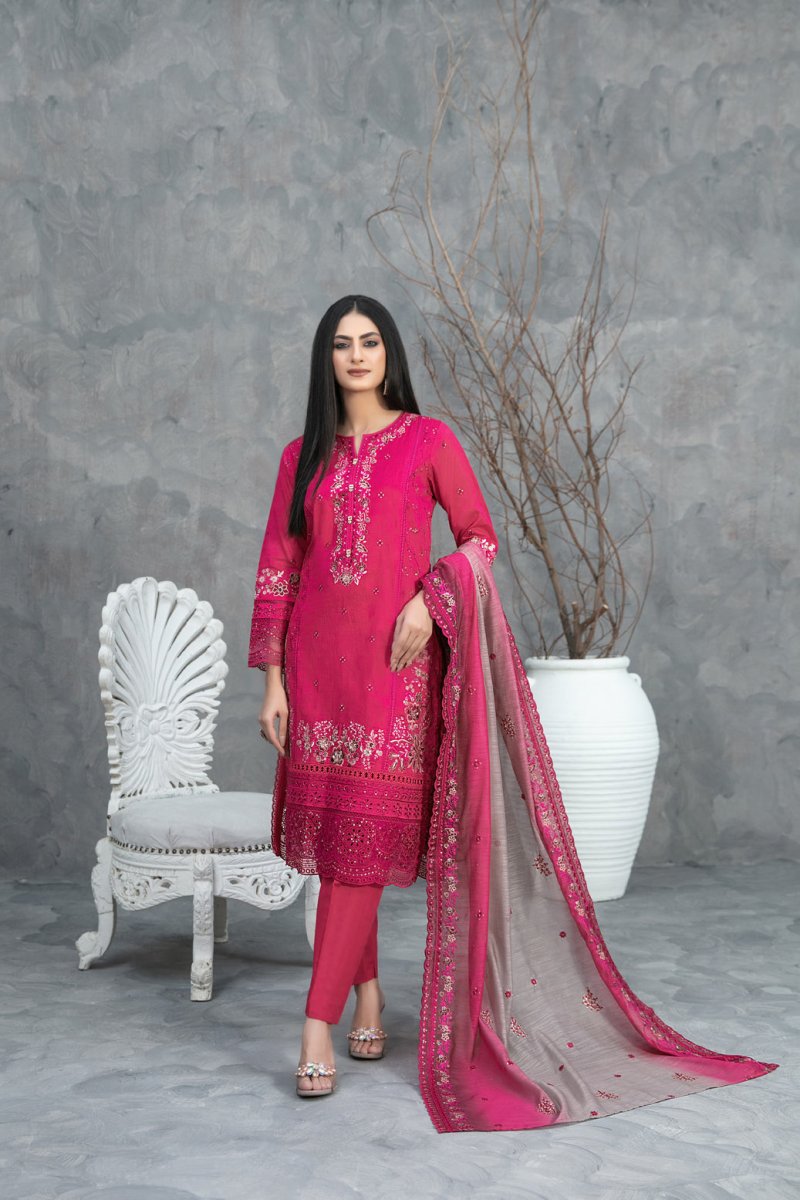 Tawakkal Fabrics 3 Piece Stitched Embroidered Digital Printed Lawn Suit - D-2483