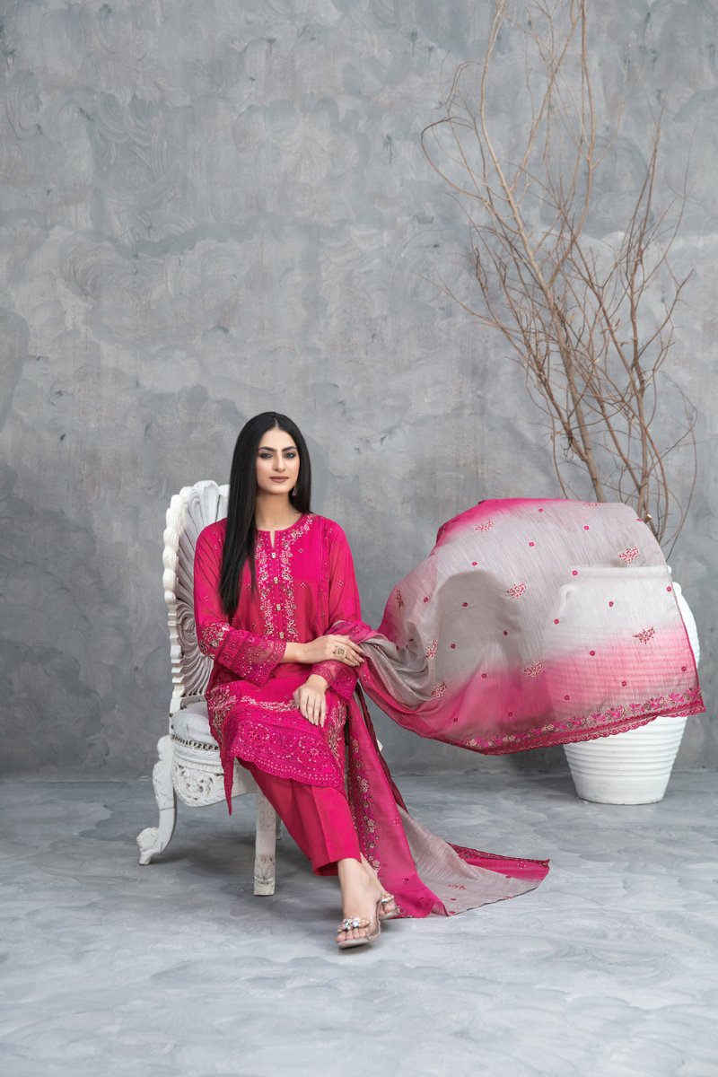Tawakkal Fabrics 3 Piece Stitched Embroidered Digital Printed Lawn Suit - D-2483