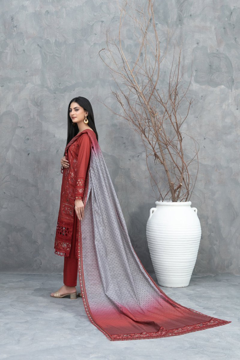Tawakkal Fabrics 3 Piece Stitched Embroidered Digital Printed Lawn Suit - D-2488