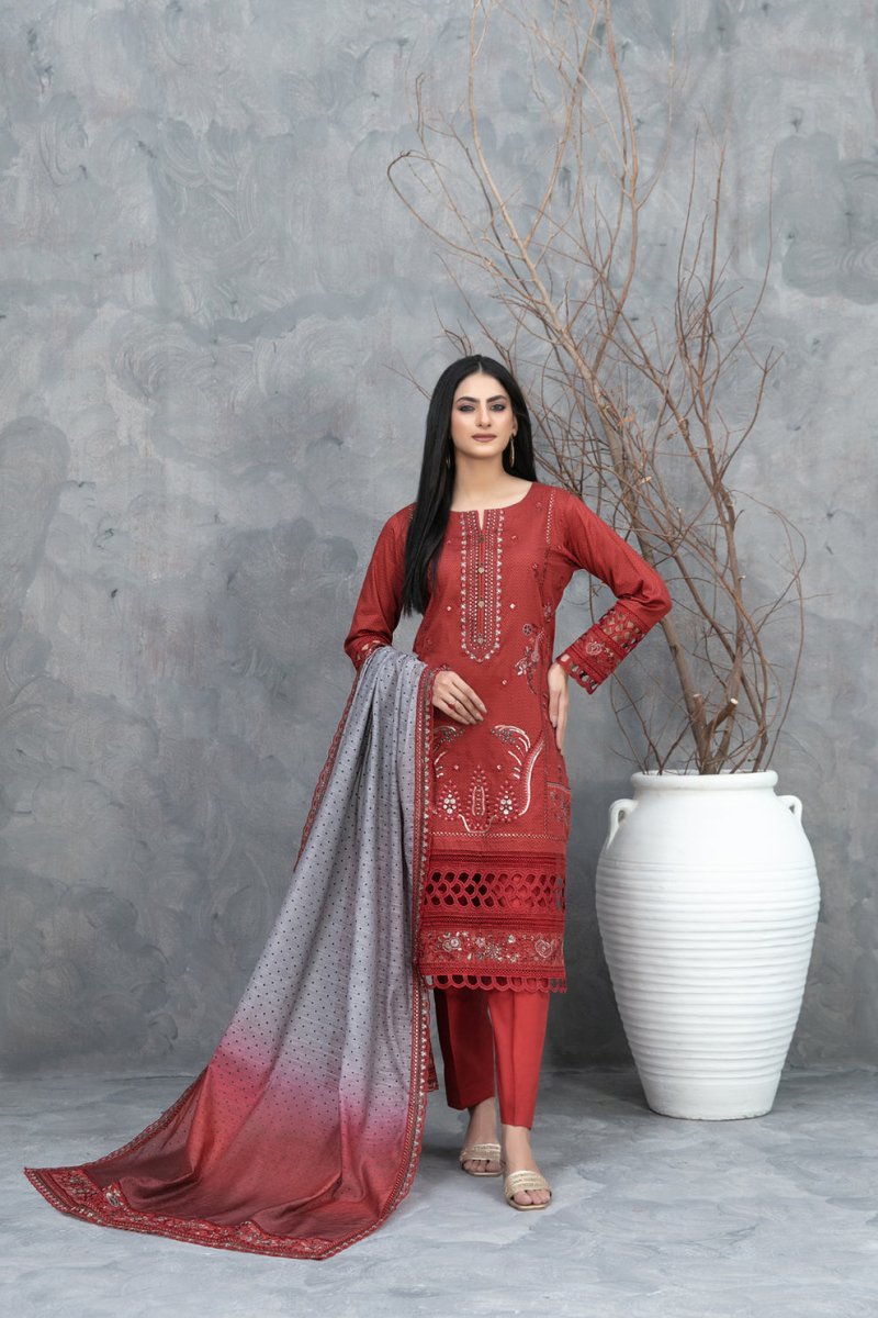 Tawakkal Fabrics 3 Piece Stitched Embroidered Digital Printed Lawn Suit - D-2488