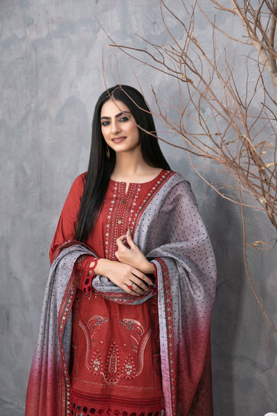 Tawakkal Fabrics 3 Piece Stitched Embroidered Digital Printed Lawn Suit - D-2488