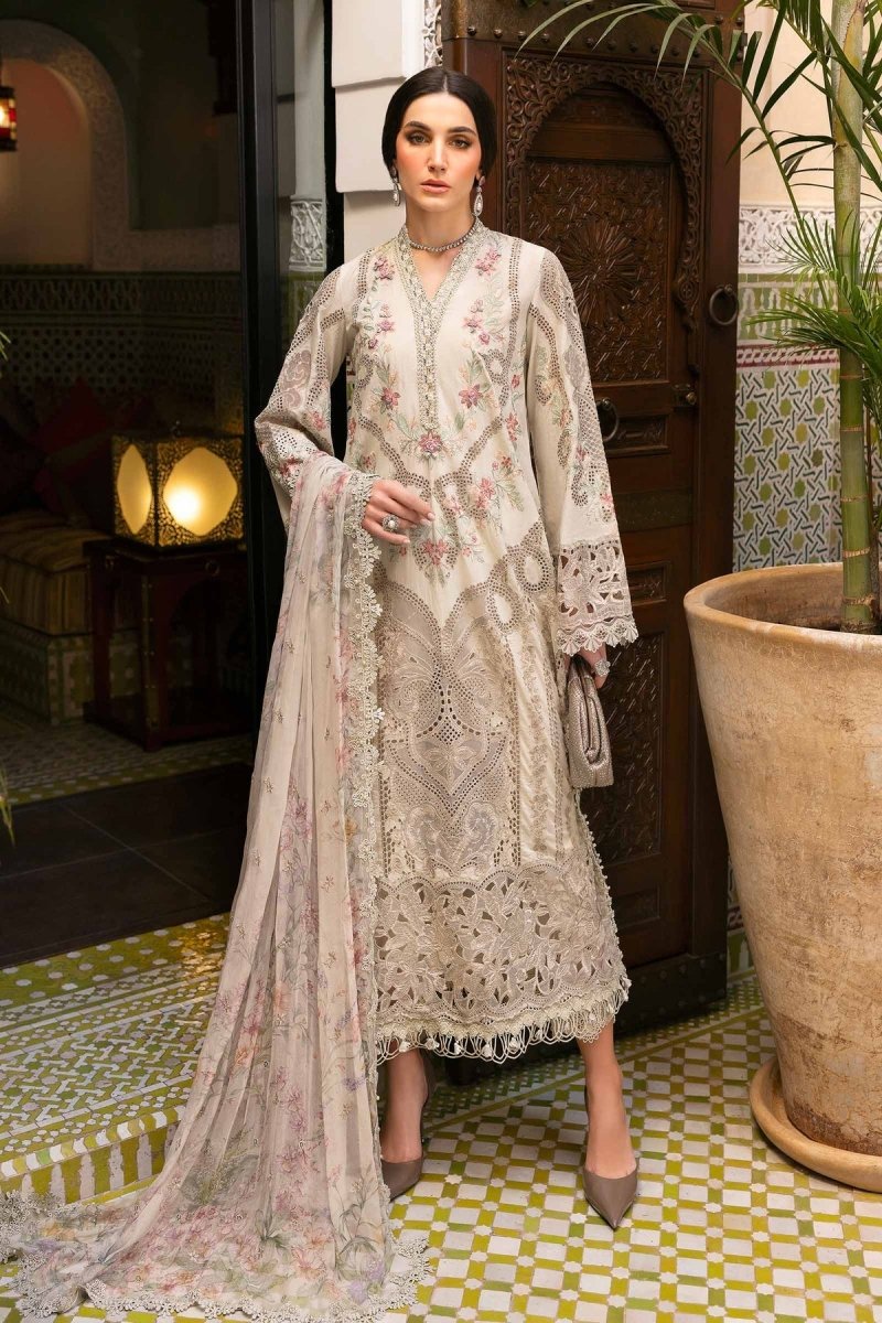 Maria. B 3 Piece Unstitched Embroidered Lawn Suit - D-2514-B