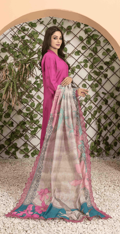 Tawakkal Fabrics 3 Piece Stitched Fancy Heavy Schiffli Embroidered Lawn Suit - D-2546