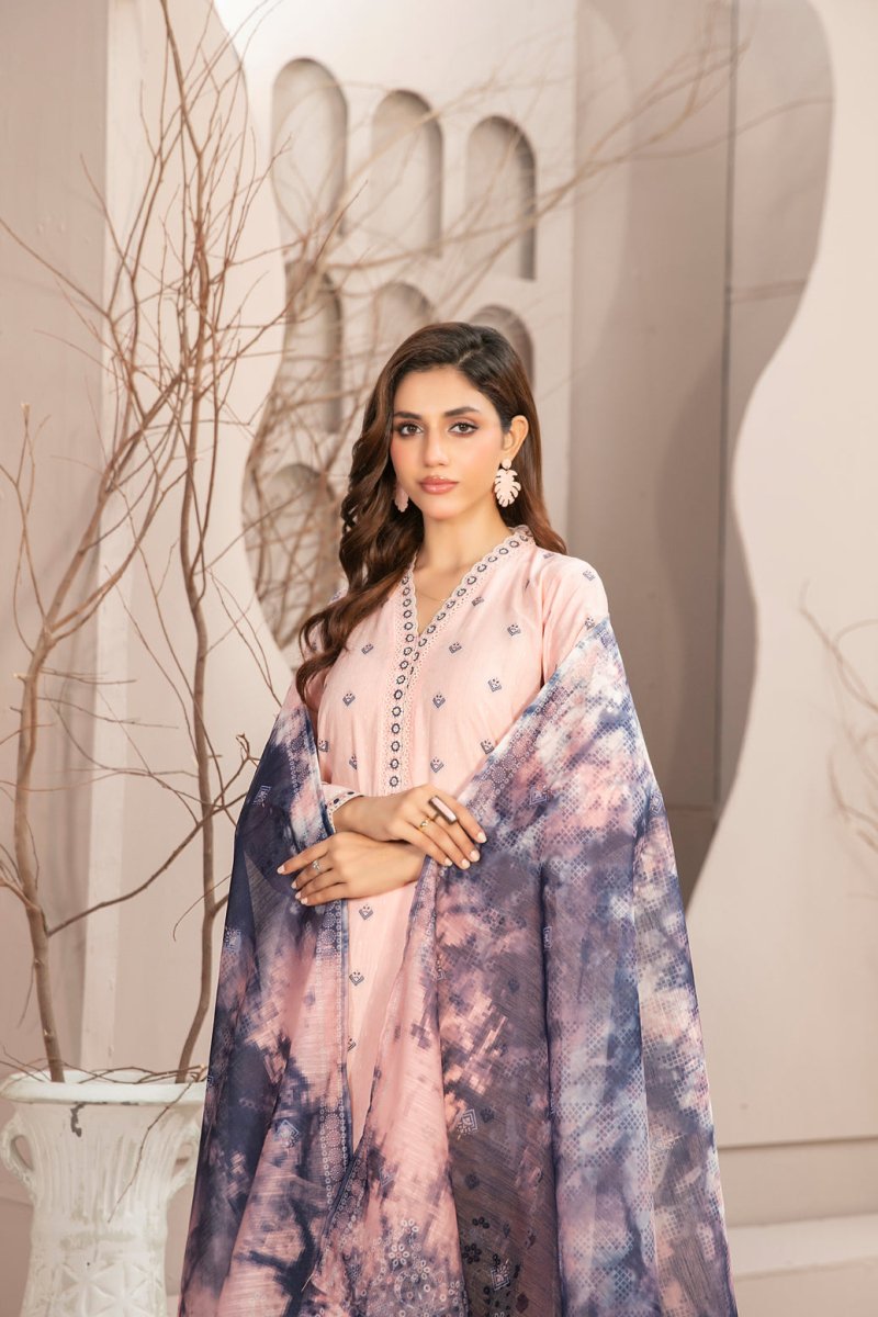Tawakkal Fabrics 3 Piece Stitched Embroidered Broshia Banarsi Lawn Suit - D-2748