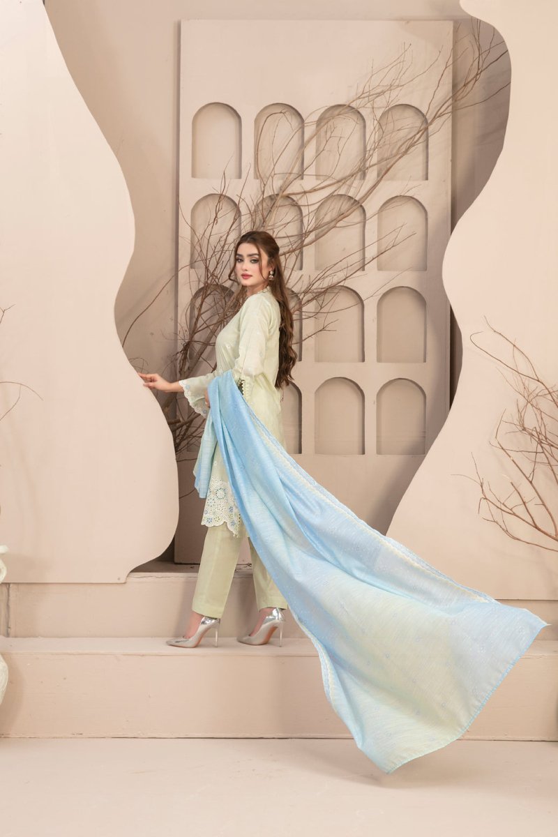 Tawakkal Fabrics 3 Piece Stitched Embroidered Broshia Banarsi Lawn Suit - D-2749