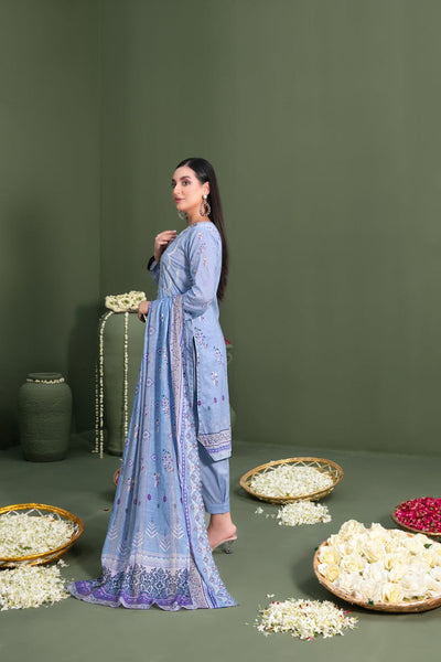 Tawakkal Fabrics 3 Piece Stitched Embroidered Digital Printed Lawn Suit - D-3059