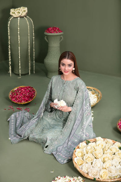 Tawakkal Fabrics 3 Piece Stitched Embroidered Digital Printed Lawn Suit - D-3068