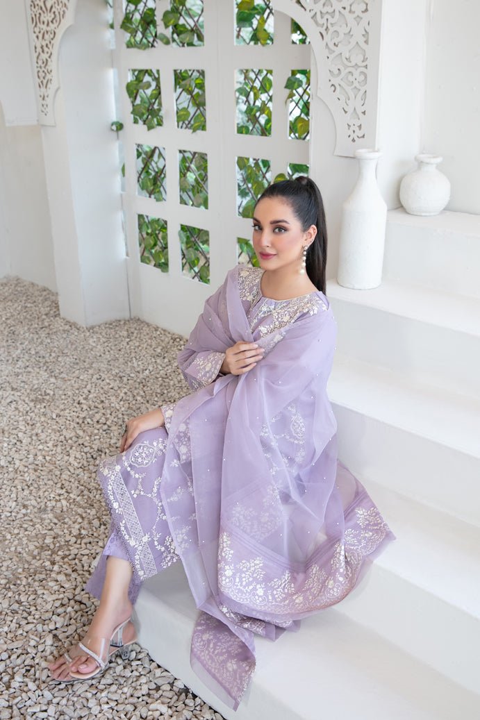 Tawakkal Fabrics 3 Piece Stitched Fancy Embroidered Organza Suit - D-3401