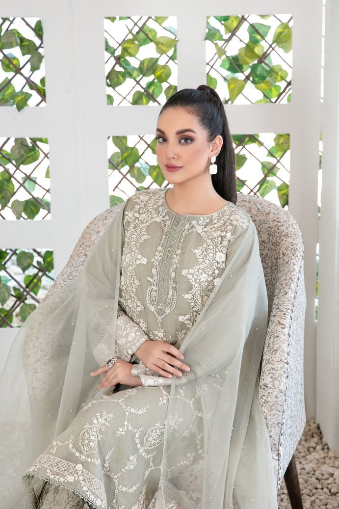 Tawakkal Fabrics 3 Piece Stitched Fancy Embroidered Organza Suit - D-3402