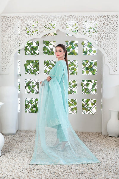 Tawakkal Fabrics 3 Piece Stitched Fancy Embroidered Organza Suit - D-3404