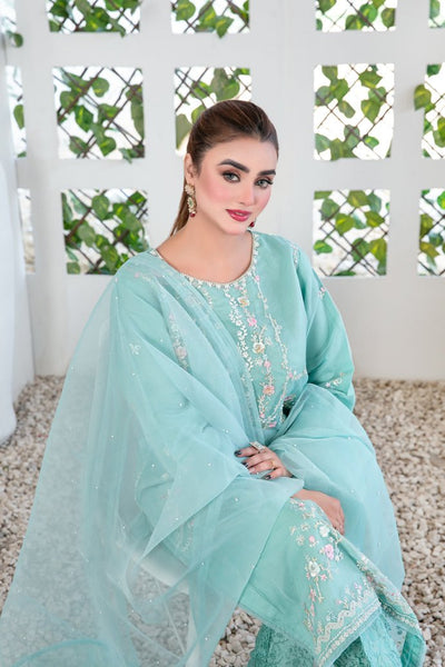 Tawakkal Fabrics 3 Piece Stitched Fancy Embroidered Organza Suit - D-3404