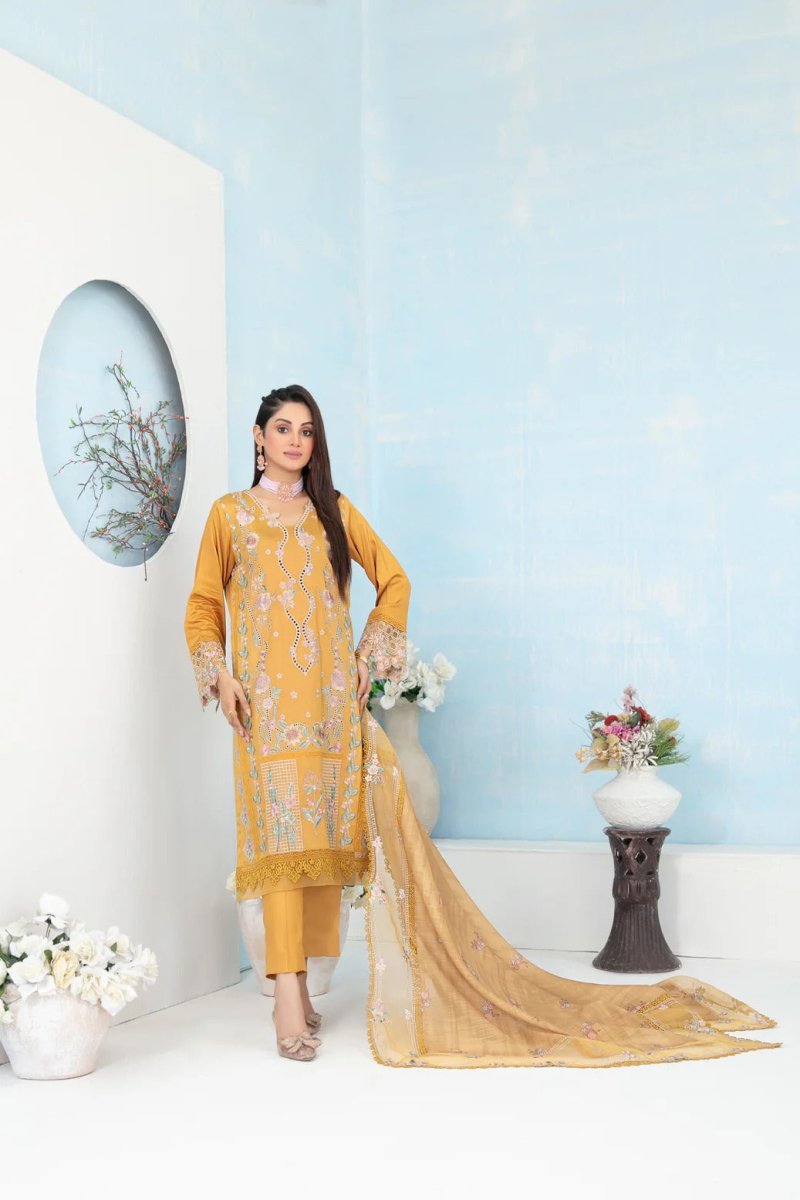 Tawakkal Fabrics 3 Piece Stitched Fancy Embroidered Belgian Viscose Suit - D-3628