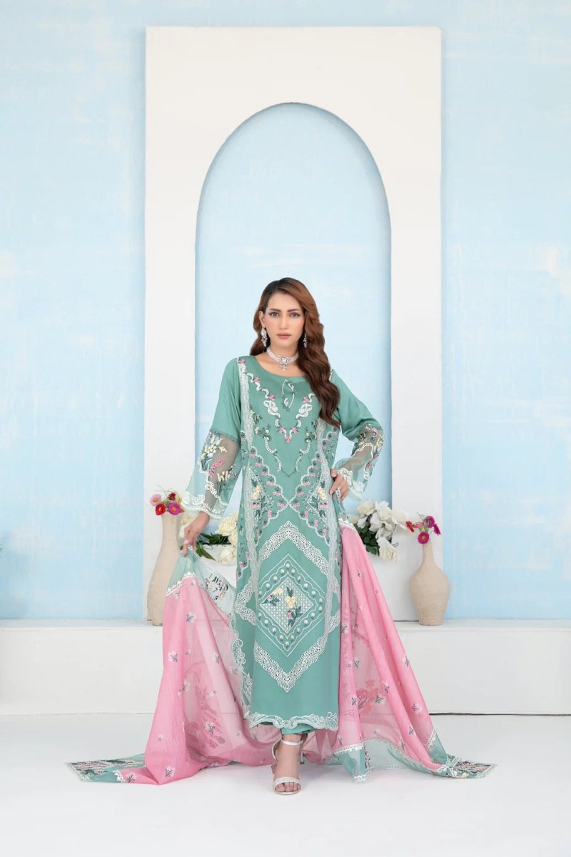 Tawakkal Fabrics 3 Piece Stitched Fancy Embroidered Belgian Viscose Suit - D-3629
