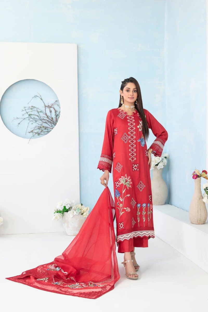 Tawakkal Fabrics 3 Piece Stitched Fancy Embroidered Belgian Viscose Suit - D-3631