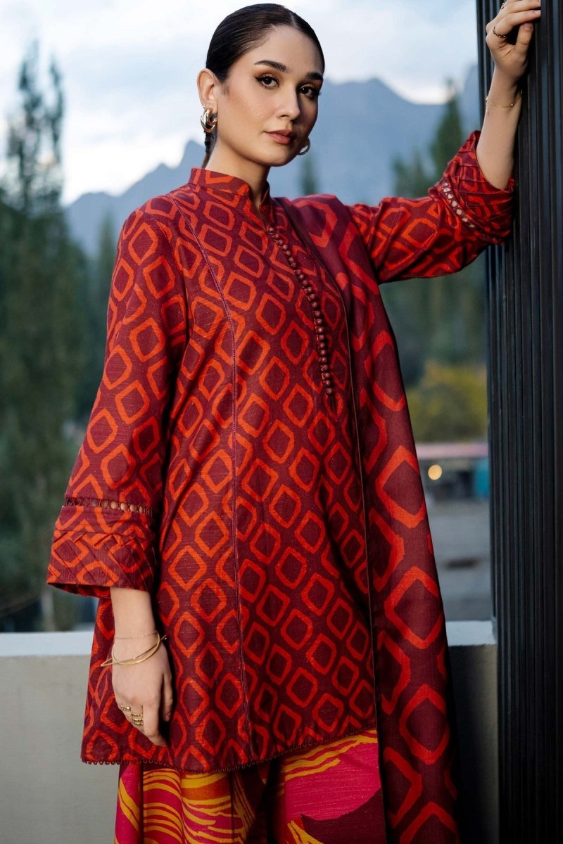 Maria. B 3 Pc Unstitched Printed Khaddar Suit D-506-B