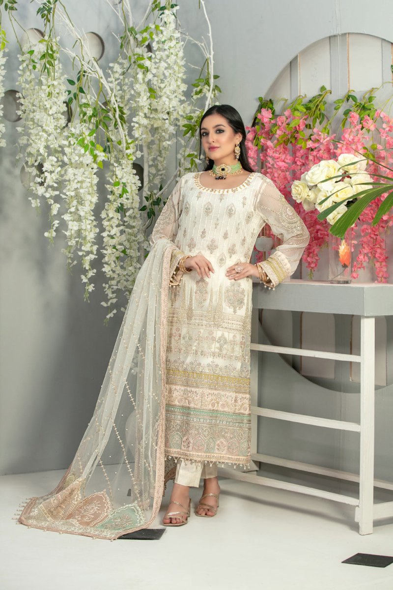 Tawakkal Fabrics 3 Piece Stitched Heavy Embroidered Fancy Suit D-7669