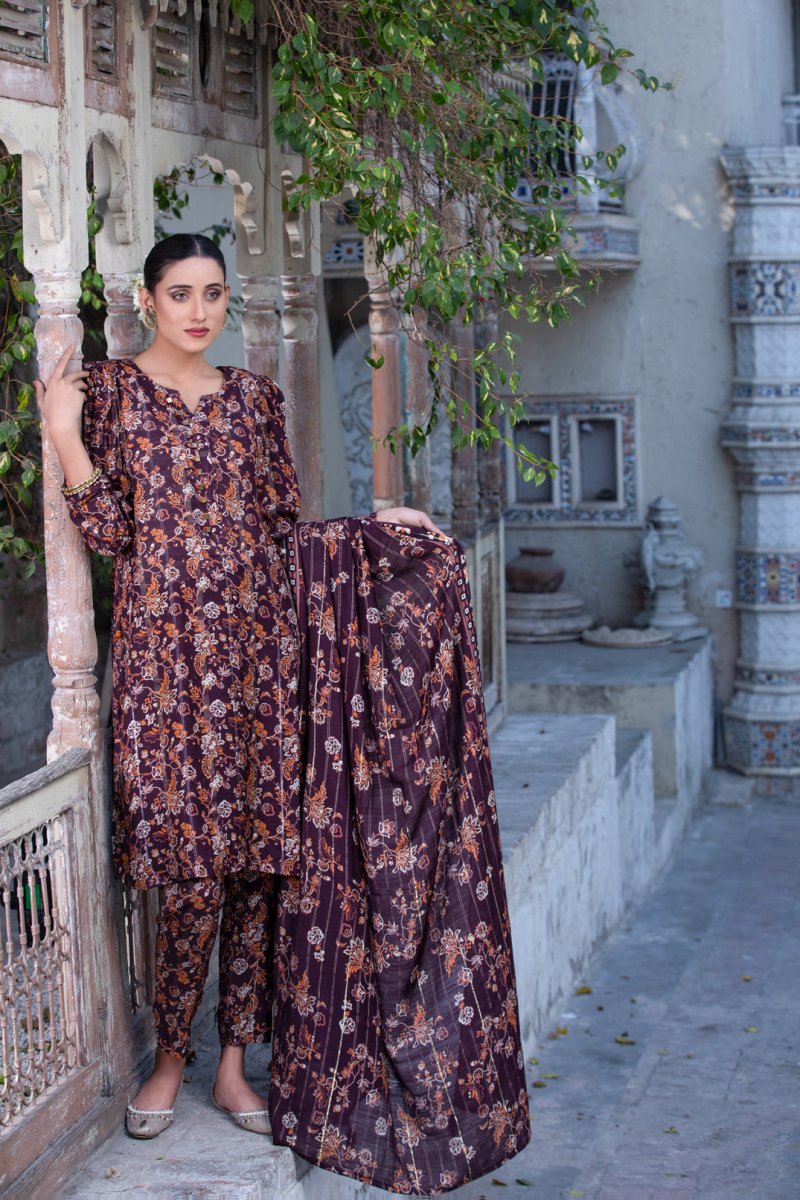 Tawakkal Fabrics 3 Piece Stitched Digital Printed Staple Lorex Suit D-8240