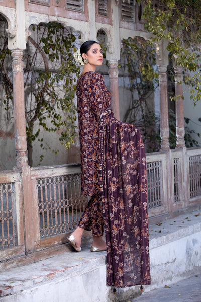 Tawakkal Fabrics 3 Piece Stitched Digital Printed Staple Lorex Suit D-8240