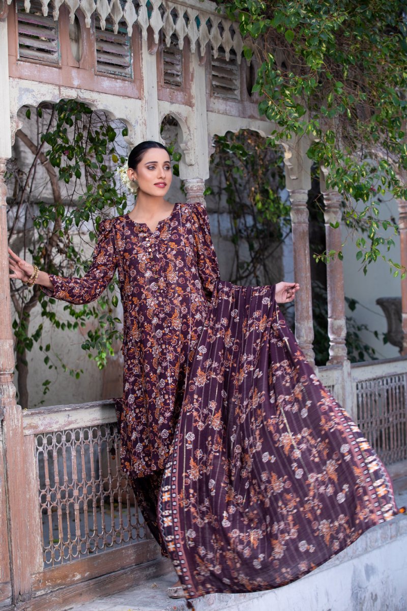 Tawakkal Fabrics 3 Piece Stitched Digital Printed Staple Lorex Suit D-8240
