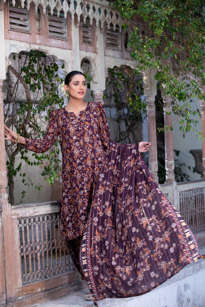 Tawakkal Fabrics 3 Piece Stitched Digital Printed Staple Lorex Suit D-8240