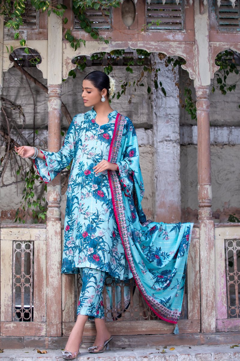 Tawakkal Fabrics 3 Piece Stitched Digital Printed Staple Lorex Suit D-8244