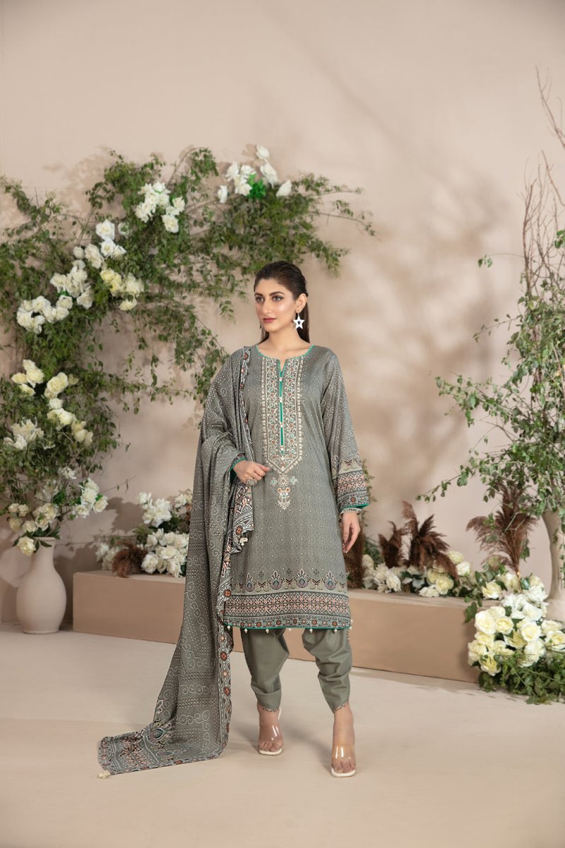 Tawakkal Fabrics 3 Piece Stitched Embroidered Digital Printed Lawn Suit D-8547