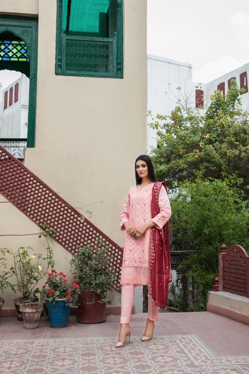Tawakkal Fabrics 3 Piece Stitched Fancy Embroidered Lawn Jacquard Suit D-8563