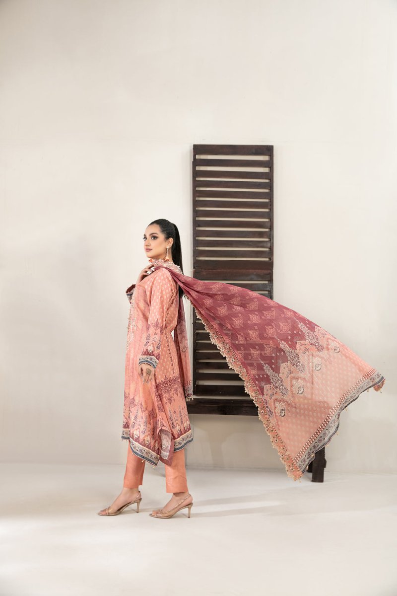 Tawakkal Fabrics 3 Piece Stitched Embroidered Digital Printed Broshia Lawn Suit D-8663