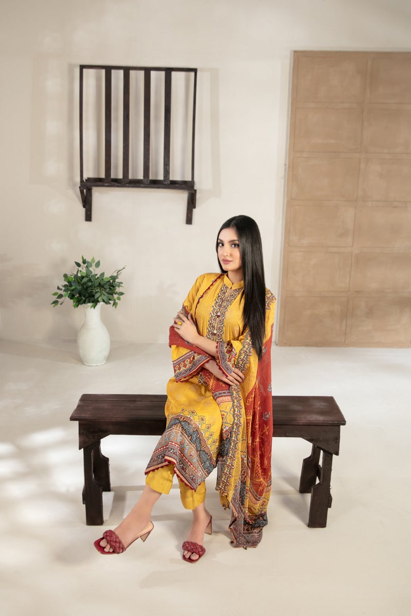 Tawakkal Fabrics 3 Piece Stitched Embroidered Digital Printed Broshia Lawn Suit D-8664