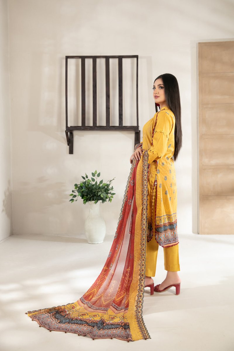 Tawakkal Fabrics 3 Piece Stitched Embroidered Digital Printed Broshia Lawn Suit D-8664