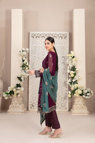 Tawakkal Fabrics 3 Piece Stitched Heavy Embroidered Fancy Chiffon Suit D-8687