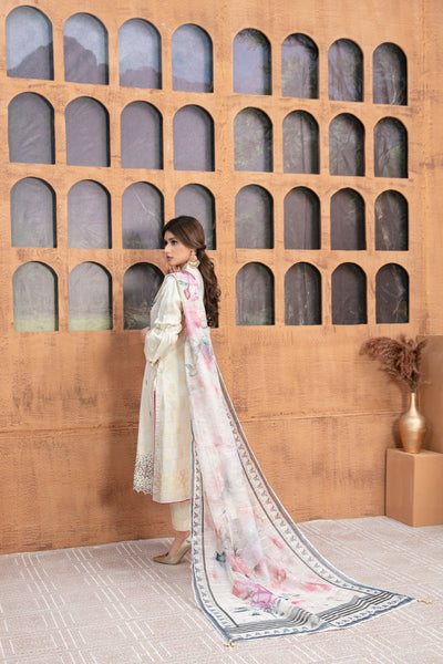 Tawakkal Fabrics 3 Piece Stitched Boring Daman Embroidered Banarsi Suit D-8689
