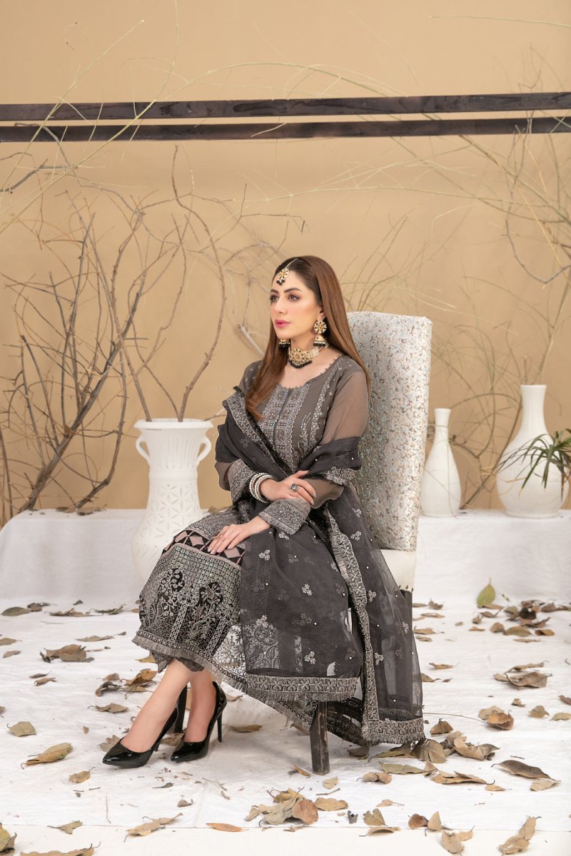 Tawakkal Fabrics 3 Piece Stitched Embroidered Chiffon Suit - D-8706