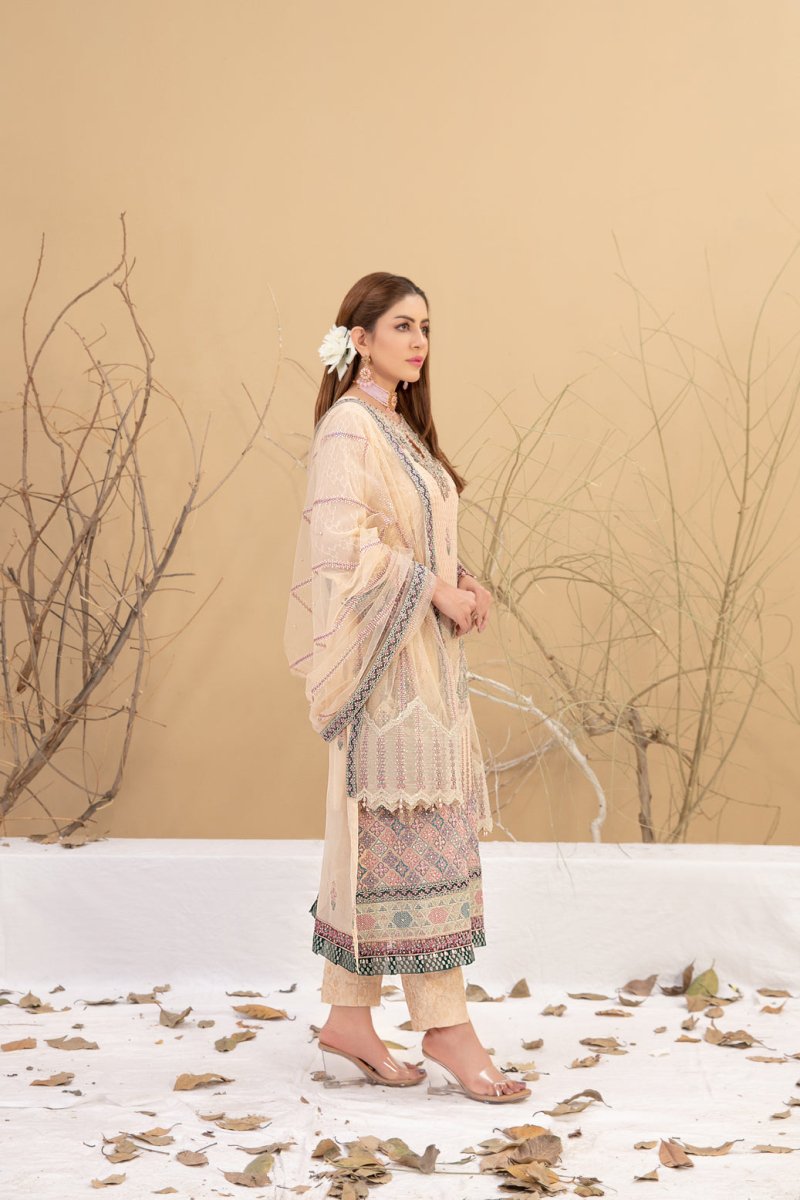Tawakkal Fabrics 3 Piece Stitched Embroidered Chiffon Suit - D-8709