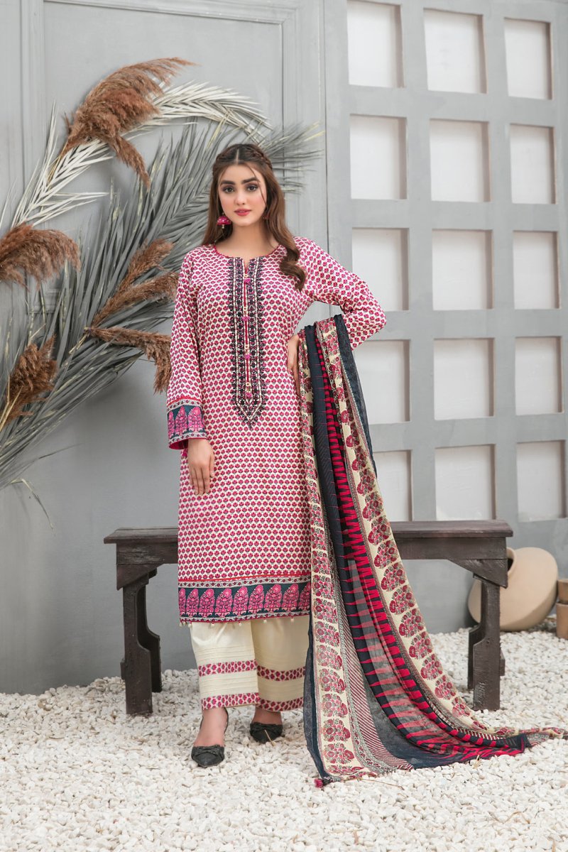 Tawakkal Fabrics 3 Piece Stitched Embroidered Digital Printed Lawn Suit D-8741