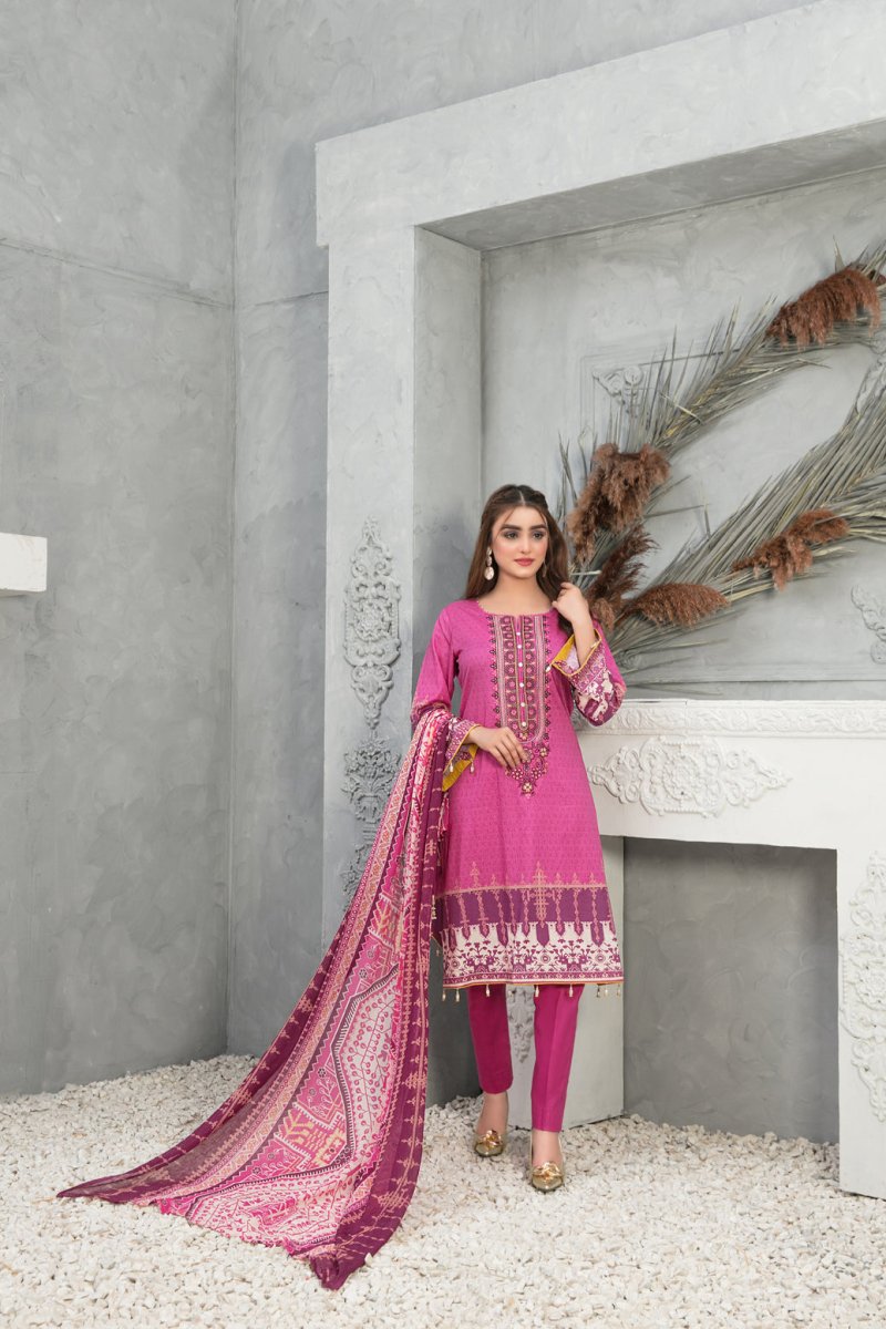 Tawakkal Fabrics 3 Piece Stitched Embroidered Digital Printed Lawn Suit D-8749