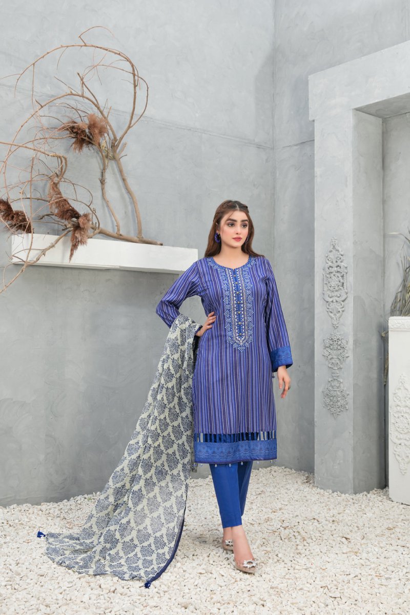 Tawakkal Fabrics 3 Piece Stitched Embroidered Digital Printed Lawn Suit D-8750