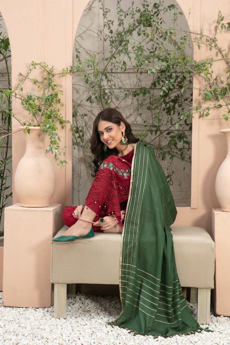 Tawakkal Fabrics 3 Piece Stitched Fancy Embroidered Lawn Jacquard Suit D-8868