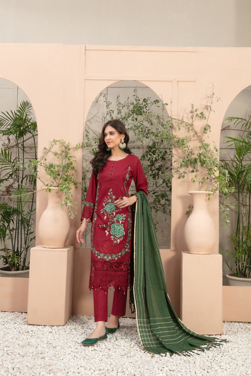 Tawakkal Fabrics 3 Piece Stitched Fancy Embroidered Lawn Jacquard Suit D-8868