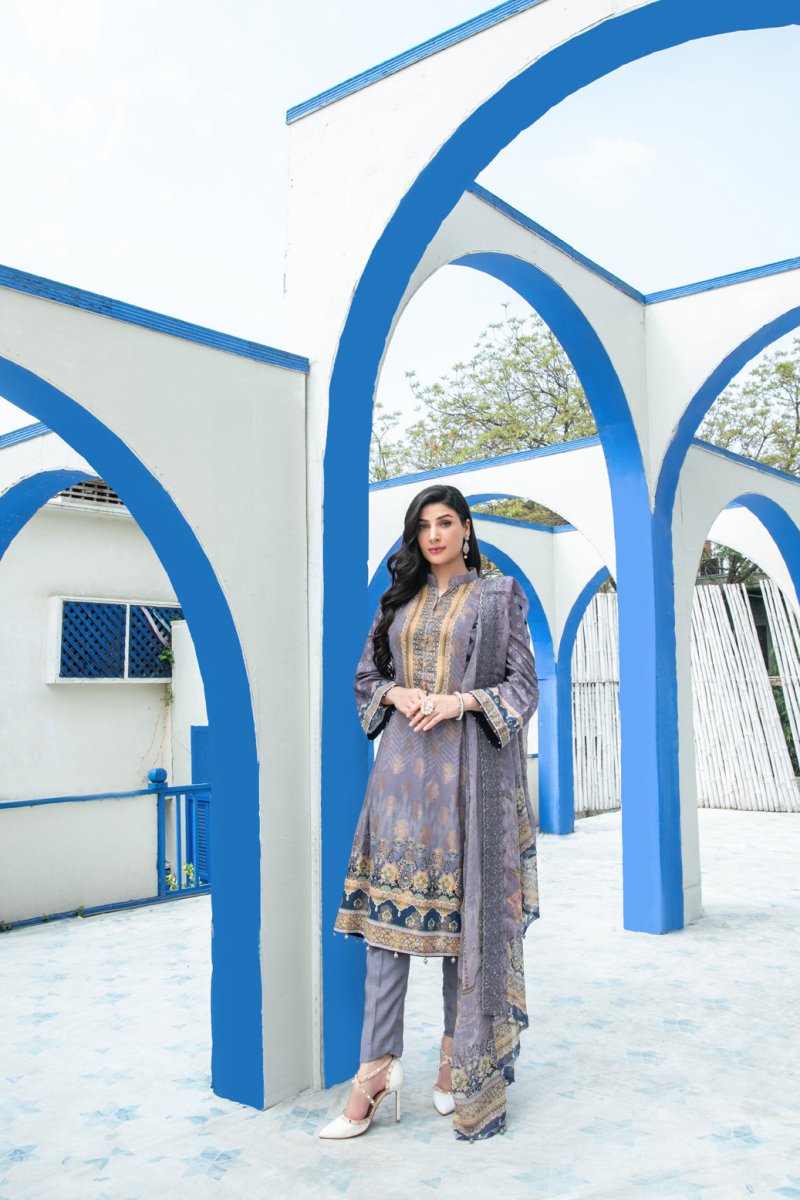 Tawakkal Fabrics 3 Piece Stitched Digital Printed Broshia Lawn Suit D-8907