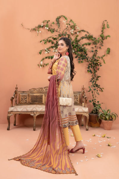 Tawakkal Fabrics 3 Piece Stitched Fancy Embroidered Digital Printed Lawn Suit D-8956