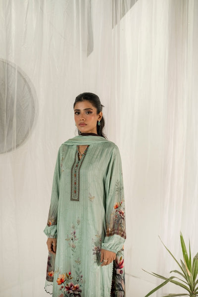 FIRDOUS 3 Piece Stitched Printed Linen Suit - D-902