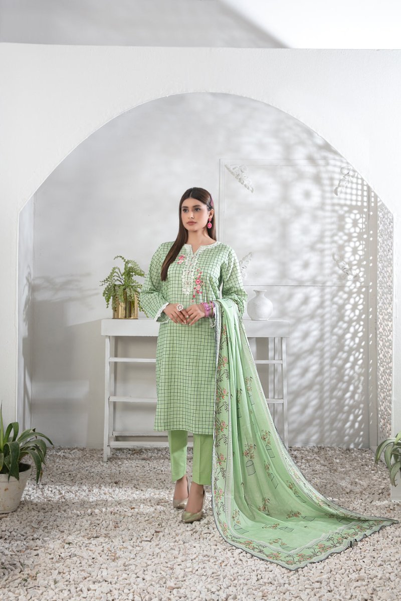 Tawakkal Fabrics 3 Piece Stitched Embroidered Digital Printed Lawn Suit D-9038