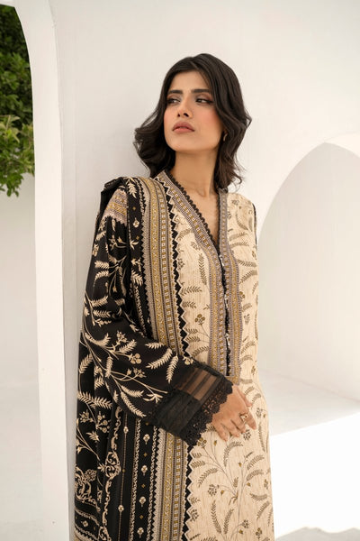 FIRDOUS 3 Piece Stitched Printed Linen Suit - D-903
